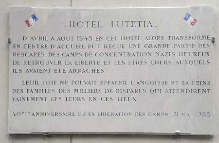 Plaque Déportés Hôtel Lutetia 400