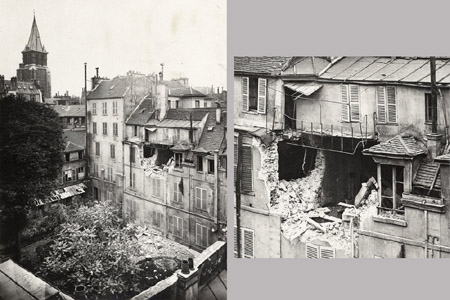 Guerre 1914-1918. Point de chute d'obus, rue Jacob. Paris (VIème arr.), 24 mai 1918. Photographie de Godefroy Ménanteau. Paris, musée Carnavalet.